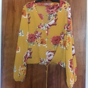 Yellow crop top blouse